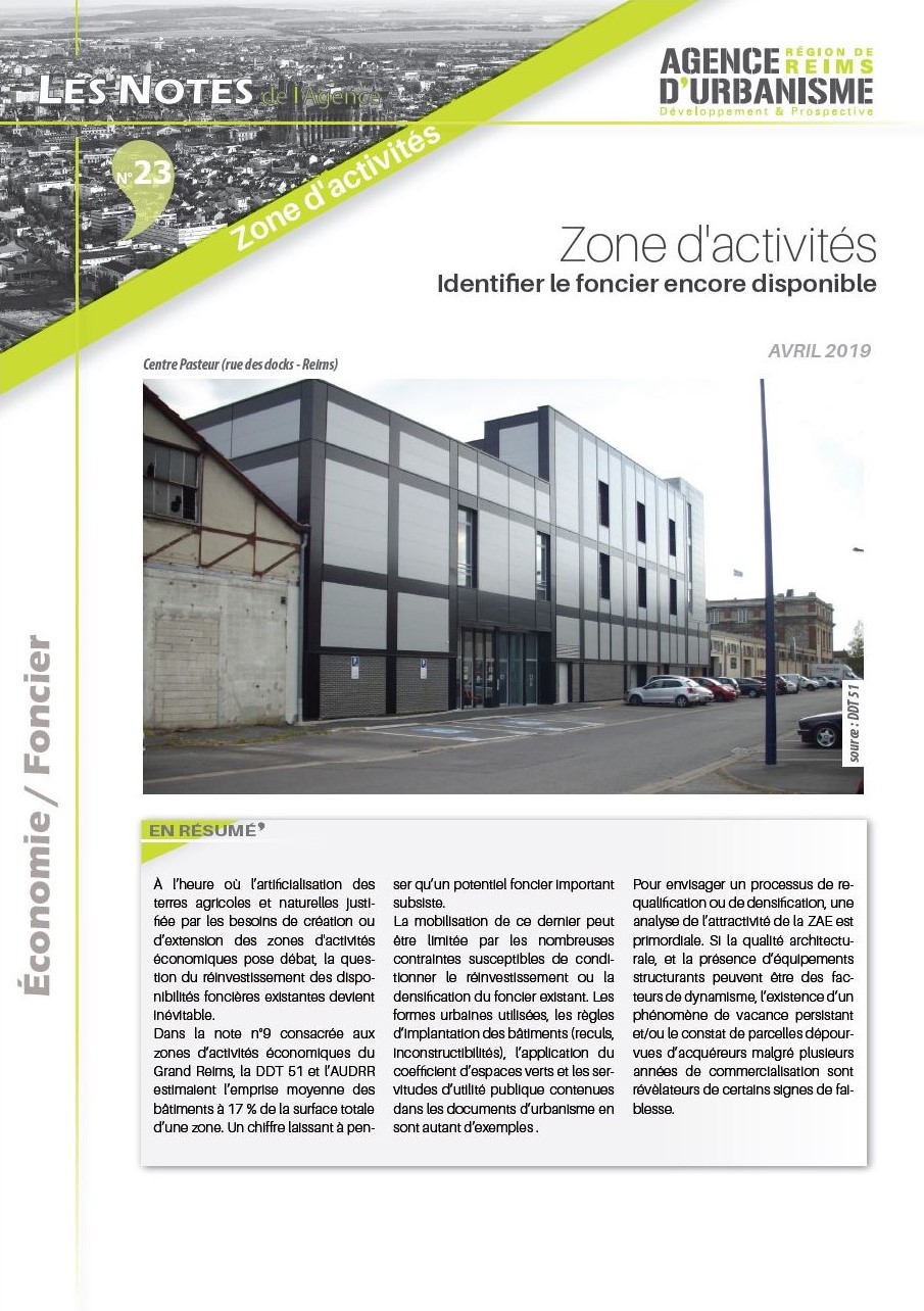 Note n°23 : Zones d'activités, identifier le foncier encore disponible 