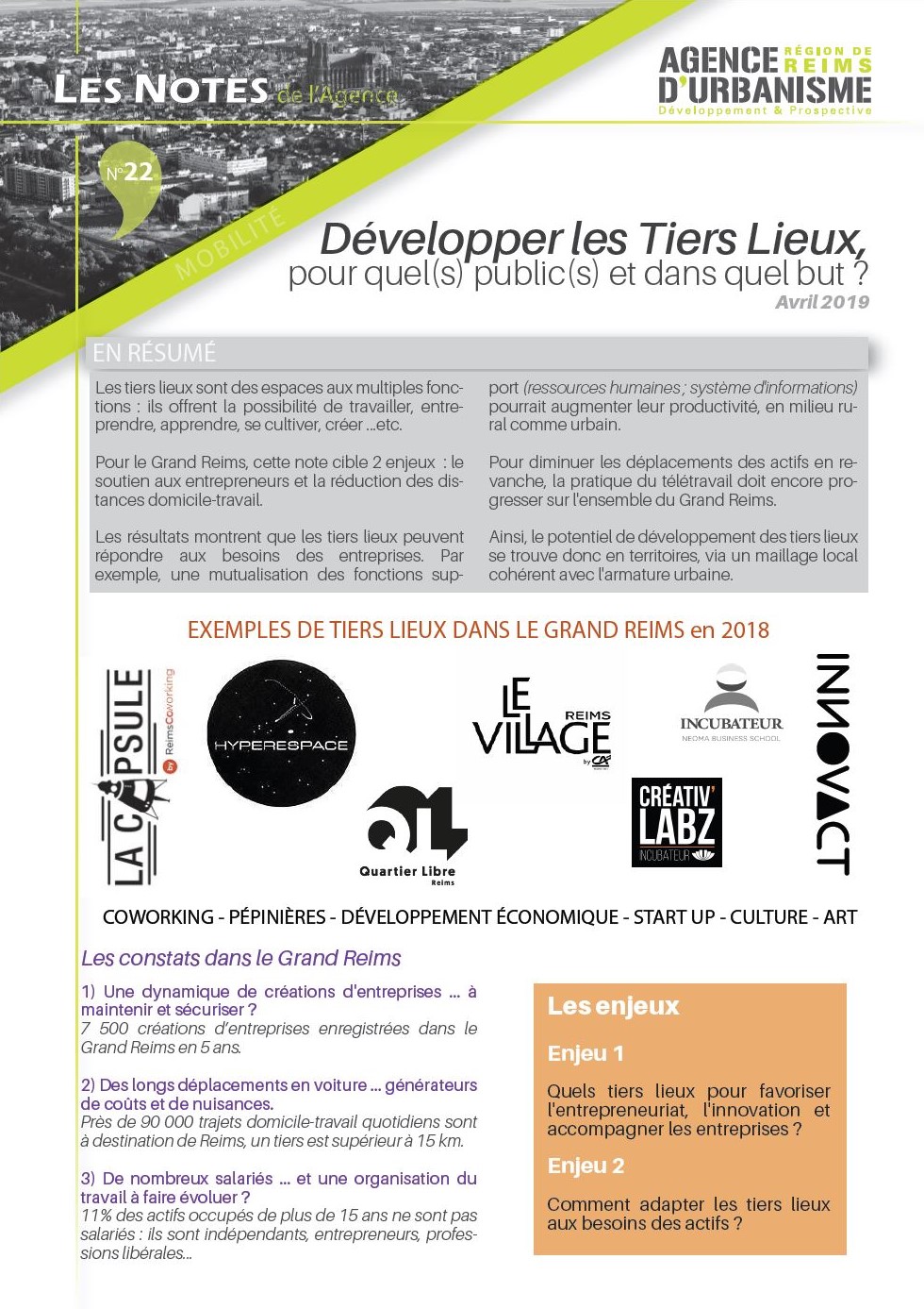 Note n°22 : Développer les Tiers lieux