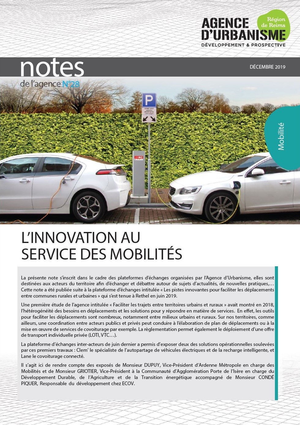 Note n°28 : L'Innovation au service des Mobilités