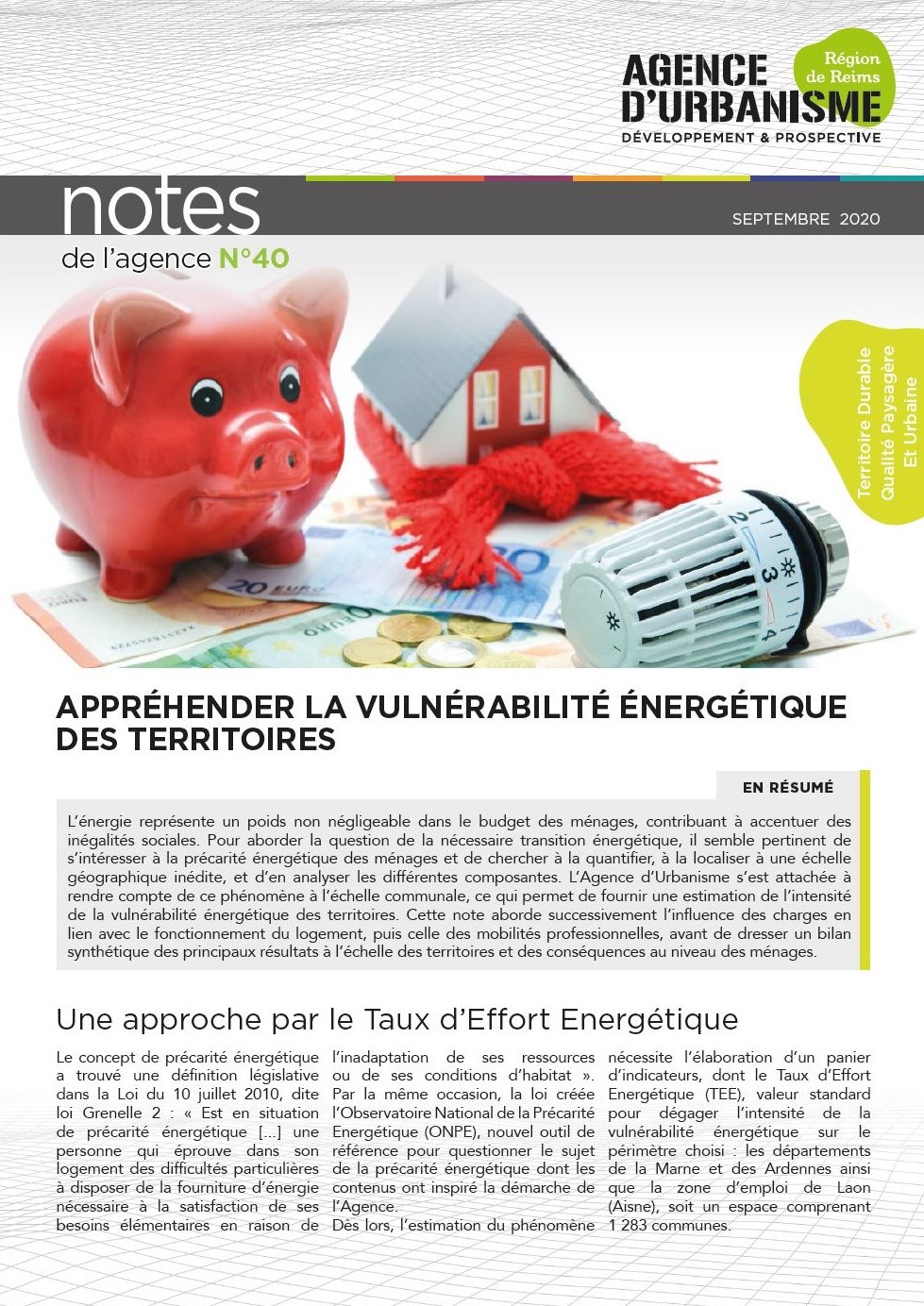 Note 40 : Appréhender la Vulnérabilité énergétique des Territoires