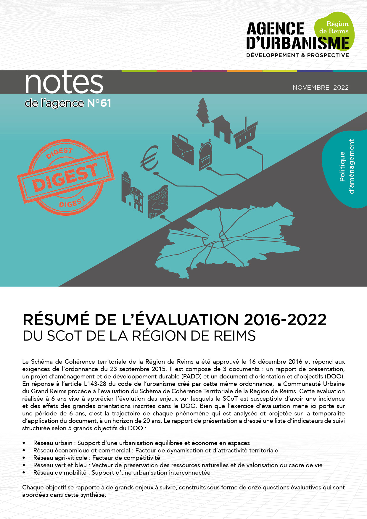 Note 61 : Résumé de l'évaluation 2016-2022 du SCoT de la Région de Reims